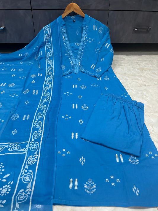 Bright Blue Embroidered Kurta