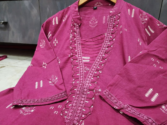 Deep Pink Embroidered Kurta